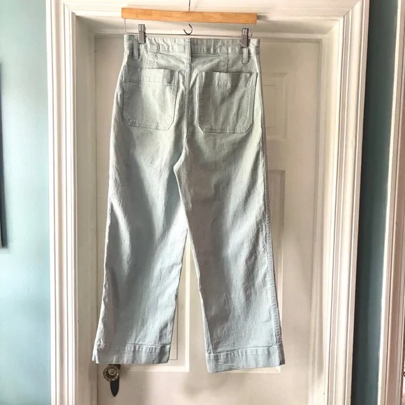 Madewell Slim Emmett Wide-Leg Crop Pants Speckle Light Blue Size 28 - Picture 7 of 14